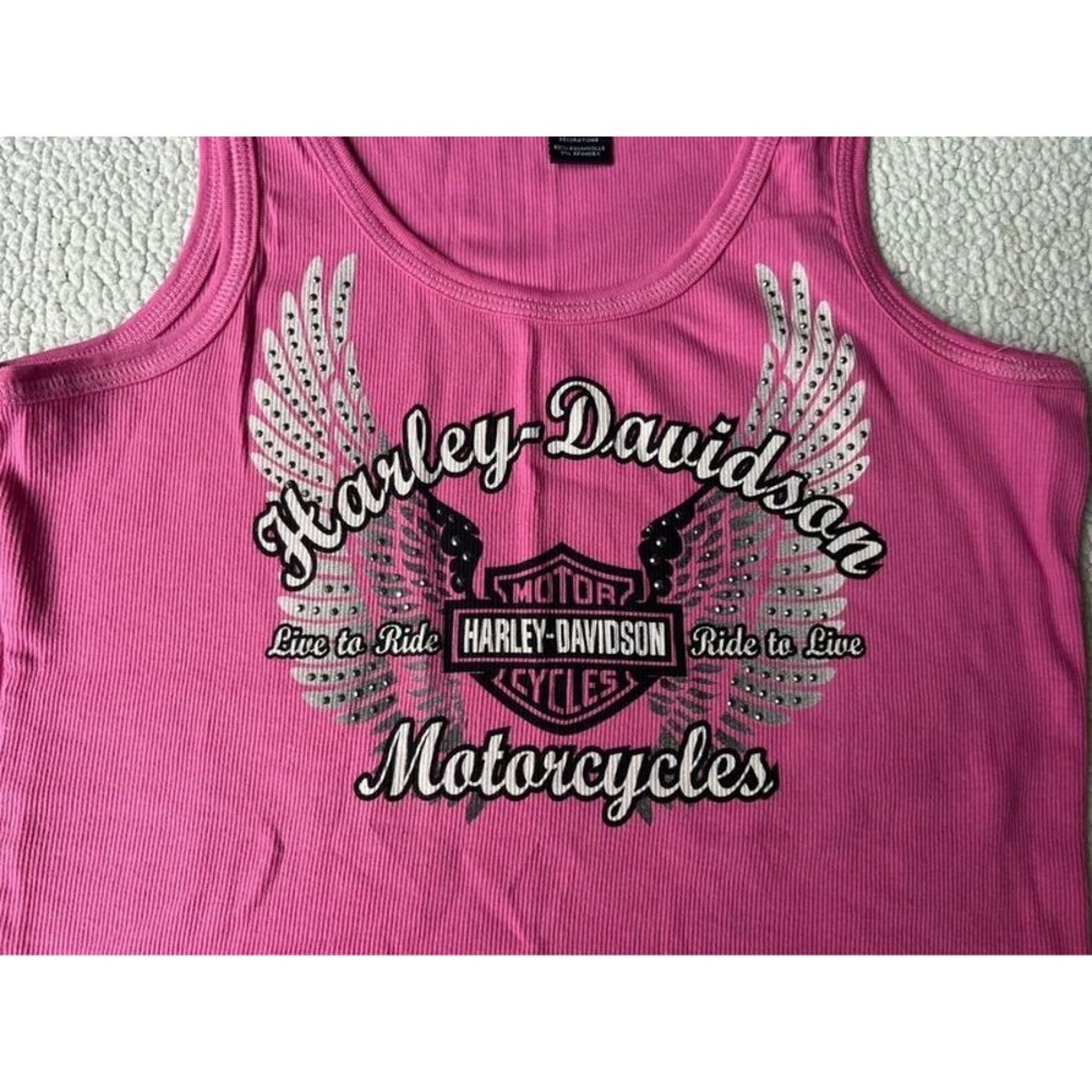 Y2K Harley Davidson Pink Angel Wing Tank Top Cotton Womens XL